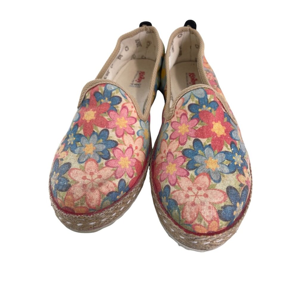 Goby Floral Print Espadrille Slip On Womens 42 Round Toe Multicolor Boho Comfort